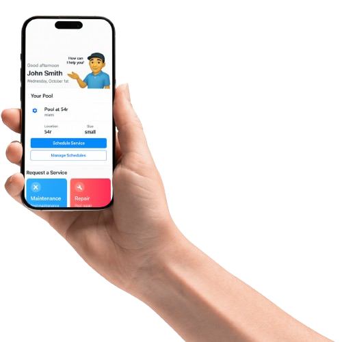 Pool Plus app on a phone mockup